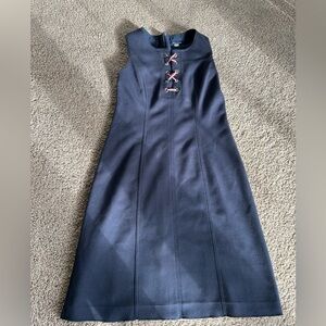 Tommy Hilfiger Navy Midi Dress with Lace-Up Front